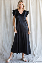 Load image into Gallery viewer, Black satin maxi dress