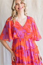 Load image into Gallery viewer, Orange Print Floral Dress