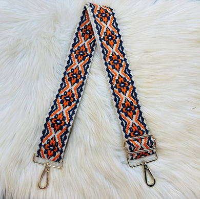 Guitar Strap Orange and Blue Print