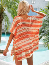 Load image into Gallery viewer, Tassel Openwork Striped V-Neck Cover Up