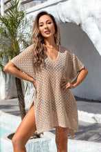 Load image into Gallery viewer, Openwork Slit Scoop Neck Cover Up