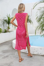 Load image into Gallery viewer, Openwork Slit V-Neck Sleeveless Cover Up