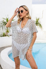 Load image into Gallery viewer, Openwork V-Neck Short Sleeve Cover Up