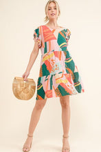 Load image into Gallery viewer, And The Why Printed Double Ruffle Sleeve Dress