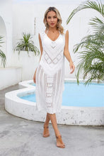 Load image into Gallery viewer, Openwork Slit V-Neck Sleeveless Cover Up