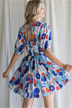 Load image into Gallery viewer, Royal print smocked dress