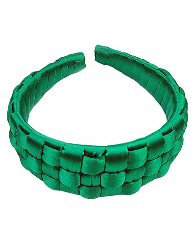 Green Satin Checkered Headband