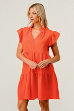 Load image into Gallery viewer, Gauze ruffle tier dress orange