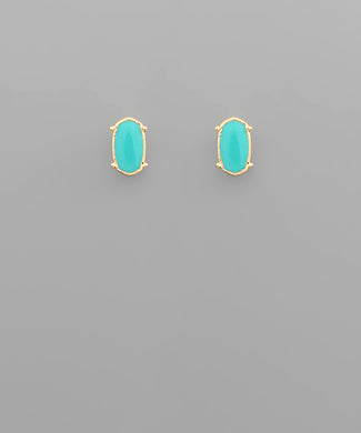 Turquoise Enamel Oval Studs