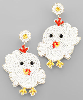 Seed Beads Chick Earrings