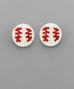 Baseball Bead Seed Earrings