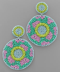 Mint pattern bead disc earrings