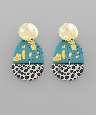 Clay Gold Foil & Dot Print Earrings