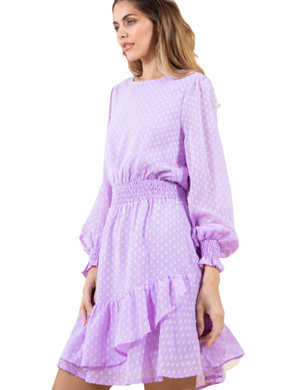 Swiss Dot Sheer A-line Dress lavender