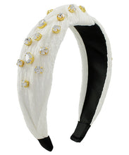 Load image into Gallery viewer, Jewel Stationed Knotted Headband White