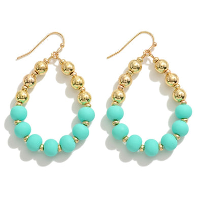 Mint beaded teardrop earrings