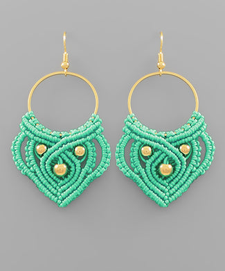Mint Crochet & Ball Earrings