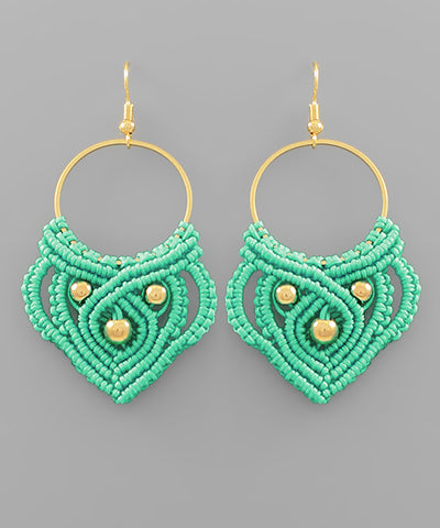 Mint Crochet & Ball Earrings