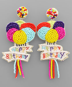 Happy Birthday Balloon Earrings Multi-color