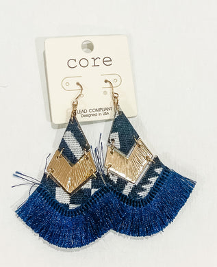 Navy Aztec Earrings