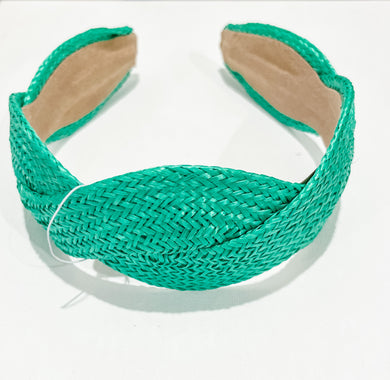 Green Twist braided rattan headband