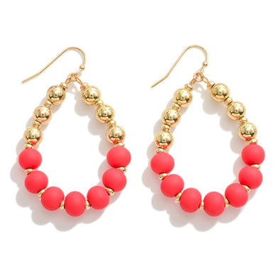 Red beaded teardrop earrings