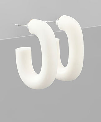 White Clay Oval Tube Earrings