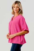 Load image into Gallery viewer, Hot Pink Pleated V-Neck Top
