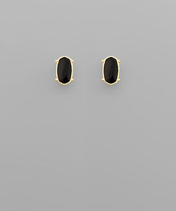 Black Enamel Oval Studs