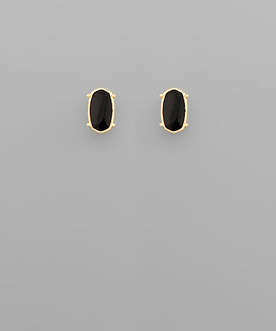 Black Enamel Oval Studs