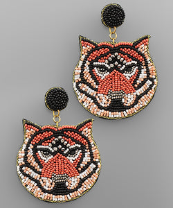 Tiger Face Bead Earrings