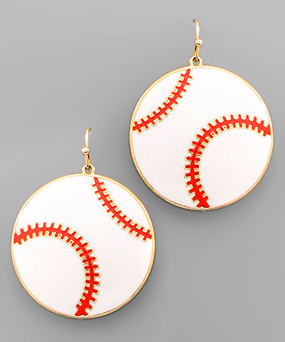 Baseball metal earrings