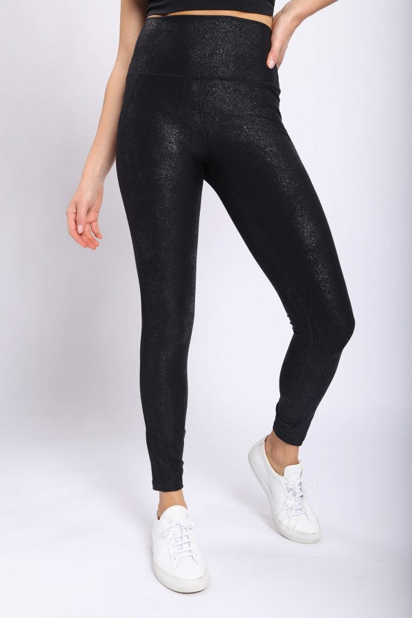 Black Foil Mono B high waisted leggings