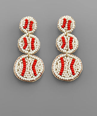 Baseball Bead Earrings