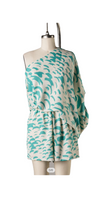 Load image into Gallery viewer, Printed Slouchy One Shoulder Romper- Jade