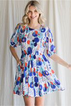 Load image into Gallery viewer, Royal print smocked dress