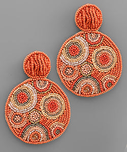 Coral Multiple bead pattern disc earrings