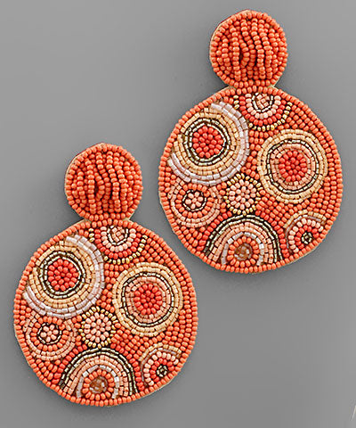 Coral Multiple bead pattern disc earrings